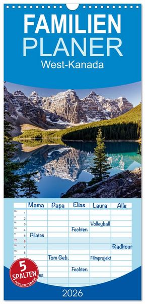 Produktbild: Familienplaner 2026 - West-Kanada mit 5 Spalten (Wandkalender, 21 x 45 cm) CALVENDO