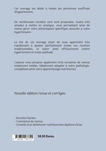 Produktbild: Recettes et menus pour l'hypertension.