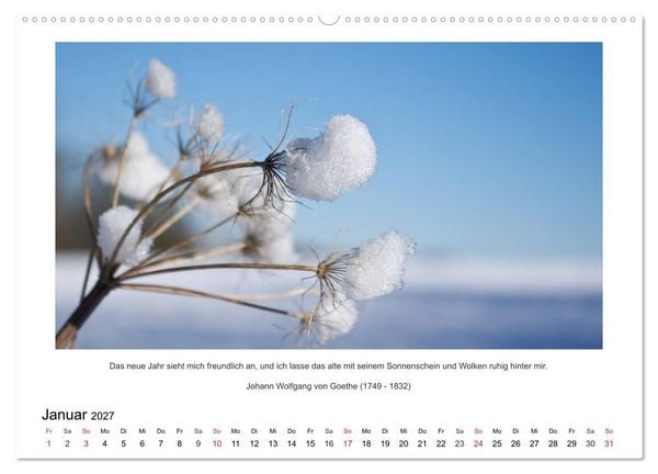 Produktbild: Der Naturkalender mit Zitaten und Spr&uuml;chen (hochwertiger Premium Wandkalender 2027 DIN A2 quer), Kunstdruck in Hochglanz