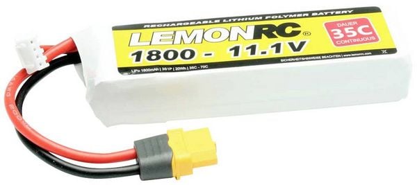 Produktbild: LemonRC Modellbau-Akkupack (LiPo) 11.1V 1800 mAh Zellen-Zahl: 3 35 C Softcase XT60