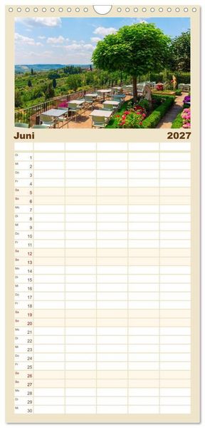 Produktbild: Familienplaner 2027 - San Gimignano, die Stadt der T&uuml;rme mit 5 Spalten (Wandkalender, 21 x 45 cm) CALVENDO