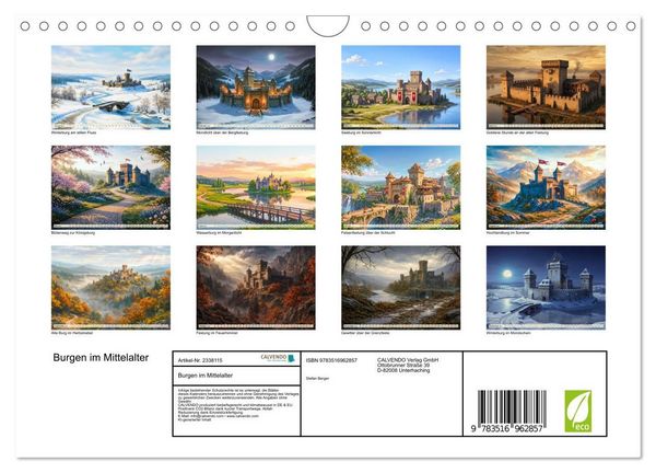 Produktbild: Burgen im Mittelalter (Wandkalender 2027 DIN A4 quer), CALVENDO Monatskalender