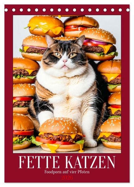 Produktbild: FETTE KATZEN - Foodporn auf vier Pfoten (Tischkalender 2026 DIN A5 hoch), CALVENDO Monatskalender
