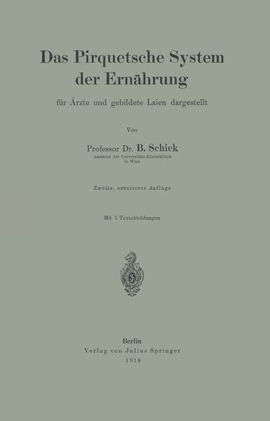 Produktbild: Das Pirquetsche System der Ern&auml;hrung