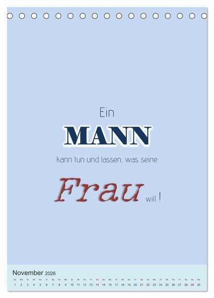 Produktbild: Was Mann &uuml;ber Frau wissen sollte und umgekehrt ... (Tischkalender 2026 DIN A5 hoch), CALVENDO Monatskalender
