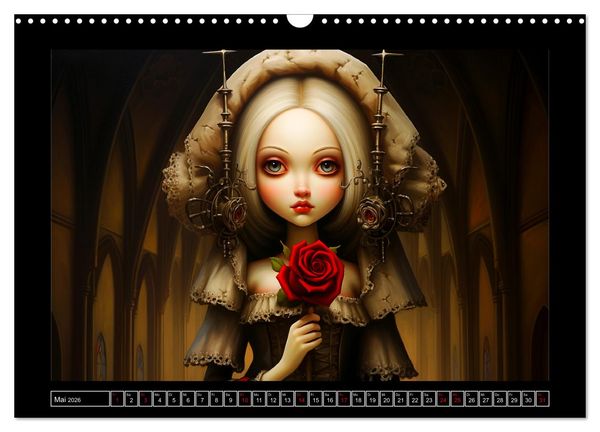 Produktbild: Little Gothic Queens. Surrealistische Illustrationen (Wandkalender 2026 DIN A3 quer), CALVENDO Monatskalender