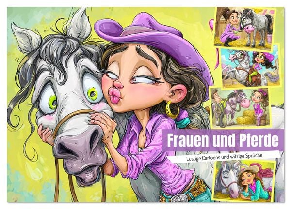 Produktbild: Frauen und Pferde. Lustige Cartoons und witzige Spr&uuml;che (Wandkalender 2026 DIN A3 quer), CALVENDO Monatskalender