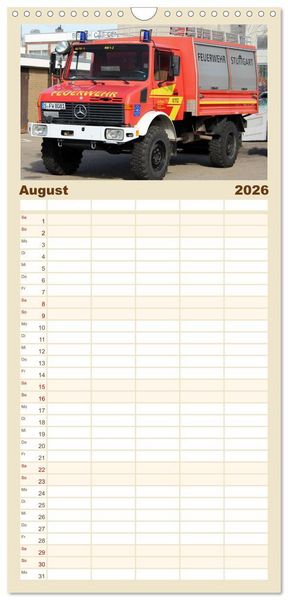Produktbild: Familienplaner 2026 - Unimog bei der Feuerwehr mit 5 Spalten (Wandkalender, 21 x 45 cm) CALVENDO