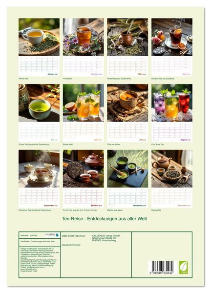 Produktbild: Tee-Reise - Entdeckungen aus aller Welt (Wandkalender 2026 DIN A3 hoch), CALVENDO Monatskalender