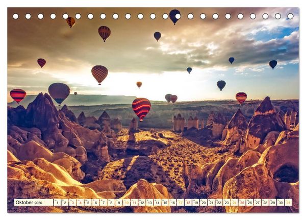 Produktbild: Mit dem Ballon &uuml;ber Kappadokien (Tischkalender 2026 DIN A5 quer), CALVENDO Monatskalender