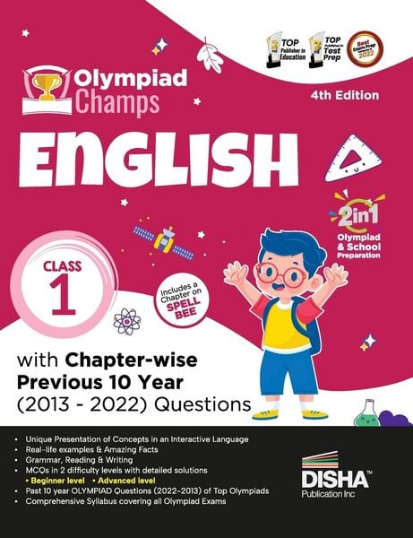 Produktbild: Olympiad Champs English Class 1 with Chapter-wise Previous 10 Year (2013 - 2022) Questions 4th Edition | Complete Prep Guide with Theory, PYQs, Past &