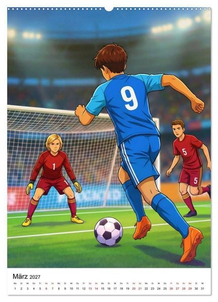 Produktbild: Level Up &ndash; Fu&szlig;ballhelden (hochwertiger Premium Wandkalender 2027 DIN A2 hoch), Kunstdruck in Hochglanz