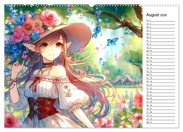Produktbild: Bezaubernde Manga Elfen (hochwertiger Premium Wandkalender 2026 DIN A2 quer), Kunstdruck in Hochglanz