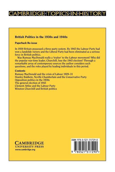 Produktbild: British Politics in the 1930s and 1940s