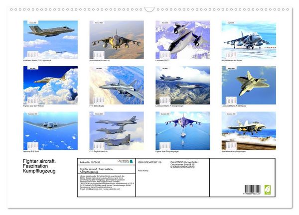 Produktbild: Fighter aircraft. Faszination Kampfflugzeug (Wandkalender 2026 DIN A2 quer), CALVENDO Monatskalender