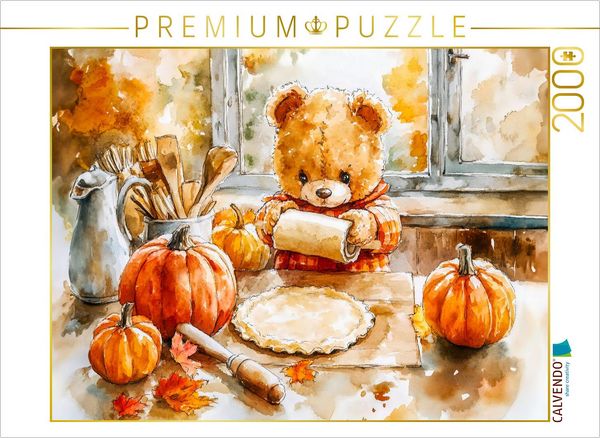 Produktbild: CALVENDO Puzzle Teddy backt K&uuml;rbiskuchen zu Halloween | 2000 Teile Lege-Gr&ouml;&szlig;e 90x67cm Foto-Puzzle f&uuml;r gl&uuml;ckliche Stunden