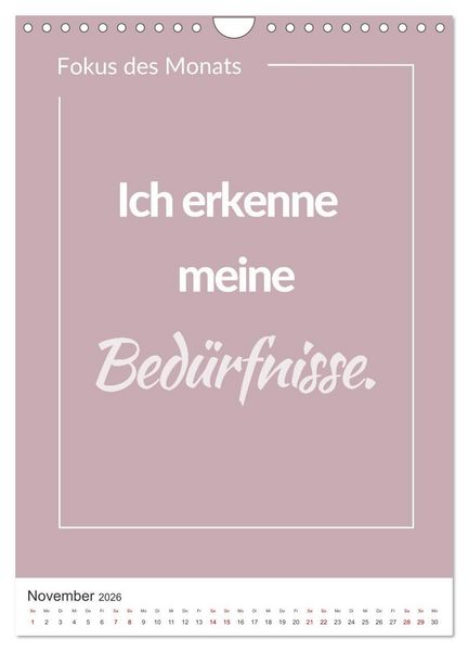 Produktbild: Achtsamkeitskalender: Mehr Achtsamkeit im Alltag mit dem Fokus des Monats (Wandkalender 2026 DIN A4 hoch), CALVENDO Monatskalender