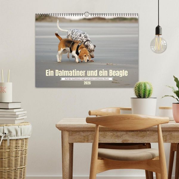 Produktbild: Ein Dalmatiner und ein Beagle - Auf der maritimen Jagd nach dem weltbesten Stock (Wandkalender 2026 DIN A3 quer), CALVENDO Monatskalender
