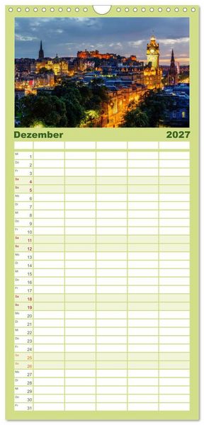 Produktbild: Familienplaner 2027 - Edinburgh - Impressionen aus der schottischen Hauptstadt mit 5 Spalten (Wandkalender, 21 x 45 cm) CALVENDO