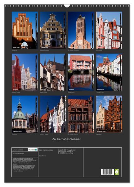 Produktbild: Zauberhaftes Wismar (Wandkalender 2026 DIN A2 hoch), CALVENDO Monatskalender