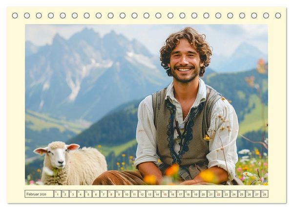 Produktbild: Leben auf der Alm. Junge M&auml;nner im Einklang mit der Natur (Tischkalender 2026 DIN A5 quer), CALVENDO Monatskalender