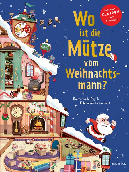 Wo ist die Mütze vom Weihnachtsmann? - Pappbilderbuch mit Klappen ab 3 Jahren. Weihnachtliches Mitmachbuch voller Überraschungen., Gebundene Ausgabe