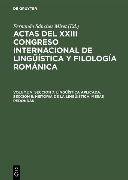 Produktbild: Secci&oacute;n 7: Ling&uuml;&iacute;stica aplicada. Secci&oacute;n 8: Historia de la ling&uuml;&iacute;stica. Mesas redondas