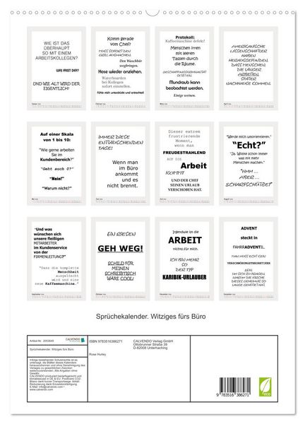 Produktbild: Spr&uuml;chekalender. Witziges f&uuml;rs B&uuml;ro (hochwertiger Premium Wandkalender 2026 DIN A2 hoch), Kunstdruck in Hochglanz