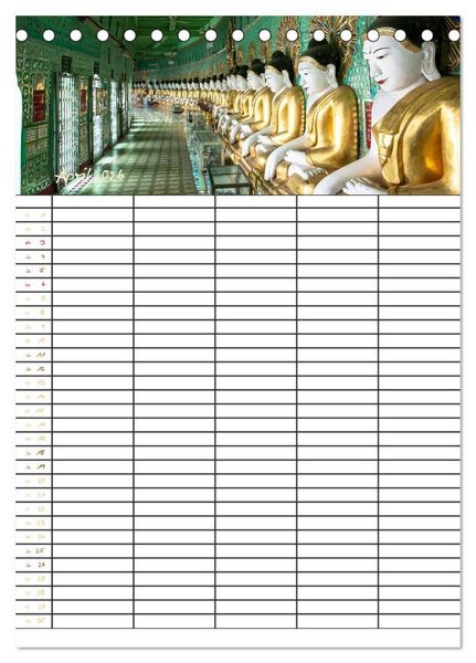 Produktbild: Goldenes Myanmar - Familienkalender 2026 (Tischkalender 2026 DIN A5 hoch), CALVENDO Monatskalender