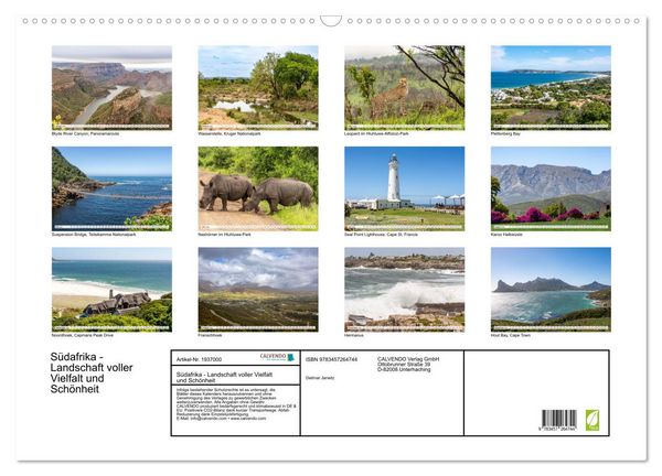 Produktbild: S&uuml;dafrika - Landschaft voller Vielfalt und Sch&ouml;nheit (Wandkalender 2026 DIN A2 quer), CALVENDO Monatskalender
