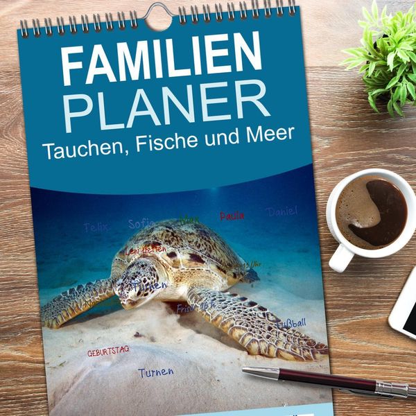 Produktbild: Familienplaner 2026 - Tauchen, Fische und Meer mit 5 Spalten (Wandkalender, 21 x 45 cm) CALVENDO