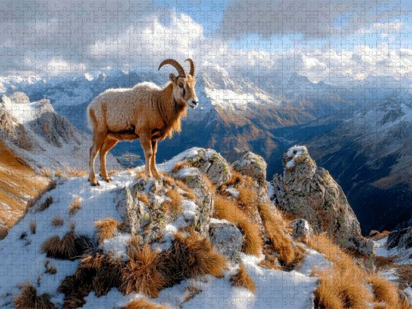 Produktbild: CALVENDO Puzzle Steinbock in den Alpen | 1000 Teile Lege-Gr&ouml;&szlig;e 64x48cm Foto-Puzzle f&uuml;r gl&uuml;ckliche Stunden