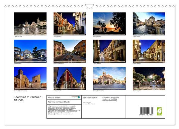 Produktbild: Taormina zur blauen Stunde (Wandkalender 2026 DIN A3 quer), CALVENDO Monatskalender