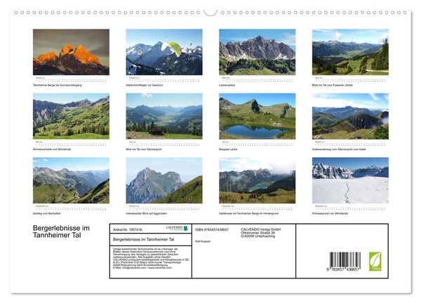 Produktbild: Bergerlebnisse im Tannheimer Tal (hochwertiger Premium Wandkalender 2026 DIN A2 quer), Kunstdruck in Hochglanz