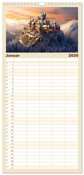 Produktbild: Familienplaner 2026 - Malerische Ritterburgen mit 5 Spalten (Wandkalender, 21 x 45 cm) CALVENDO
