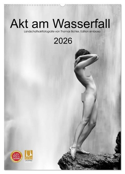 Akt am Wasserfall (Wandkalender 2026 DIN A2 hoch), CALVENDO Monatskalender