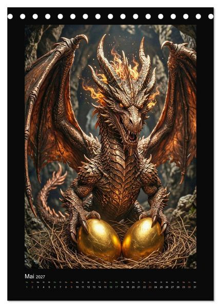 Produktbild: Drachen - Magische Herrscher, Dark‑Fantasy Wandkalender (Tischkalender 2027 DIN A5 hoch), CALVENDO Monatskalender