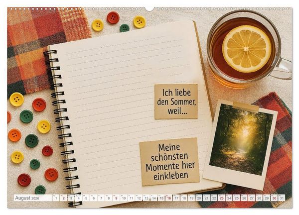 Produktbild: L&auml;cheln sammeln - Dein pers&ouml;nlicher Gl&uuml;ckskalender zum Mitgestalten (hochwertiger Premium Wandkalender 2026 DIN A2 quer), Kunstdruck in Hochglanz