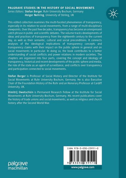 Produktbild: Contested Transparencies, Social Movements and the Public Sphere