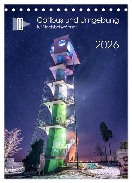 Produktbild: Cottbus und Umgebung f&uuml;r Nachtschw&auml;rmer (Tischkalender 2026 DIN A5 hoch), CALVENDO Monatskalender