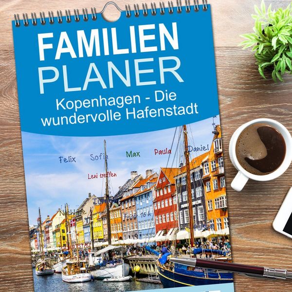 Produktbild: Familienplaner 2026 - Kopenhagen - Die wundervolle Hafenstadt mit 5 Spalten (Wandkalender, 21 x 45 cm) CALVENDO