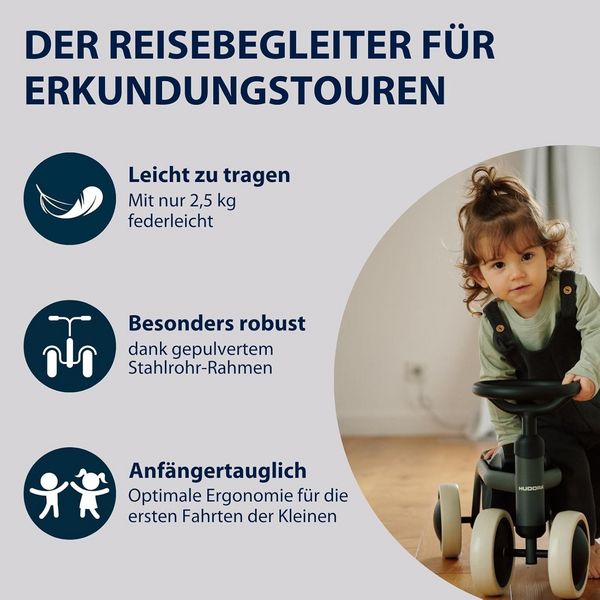 Produktbild: HUDORA 10914 - Laufrad Steppy 6 shadow, Lauflernrad f&uuml;r Kinder von 73-80 cm, Sitzh&ouml;he: 22,5 cm