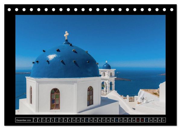 Produktbild: Kalimera Thira - Santorini, die sch&ouml;nste der Kykladen stellt sich vor (Tischkalender 2026 DIN A5 quer), CALVENDO Monatskalender