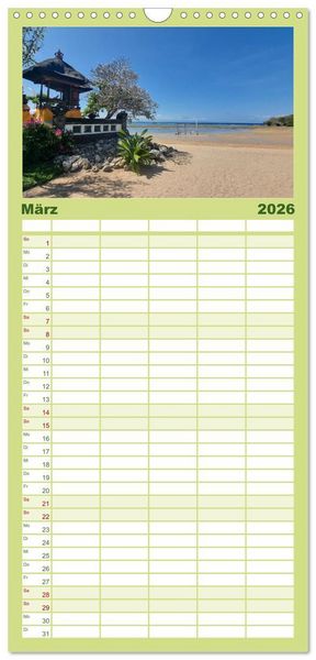 Produktbild: Familienplaner 2026 - Bali - G&ouml;tterinsel mit 5 Spalten (Wandkalender, 21 x 45 cm) CALVENDO
