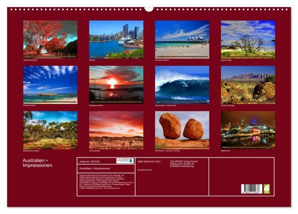 Produktbild: Australien &bull; Impressionen (Wandkalender 2026 DIN A2 quer), CALVENDO Monatskalender