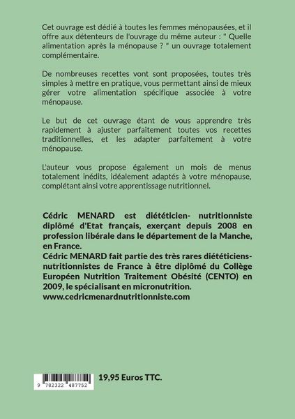 Produktbild: Recettes et menus pour la m&eacute;nopause.