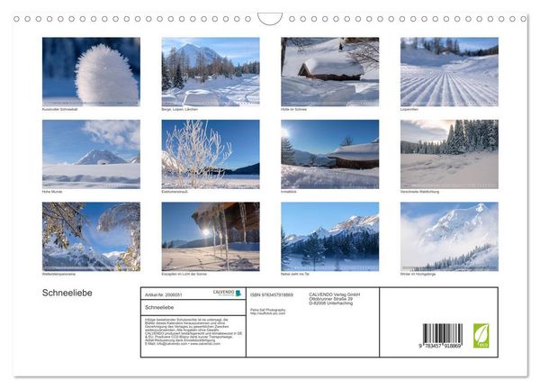Produktbild: Schneeliebe (Wandkalender 2026 DIN A3 quer), CALVENDO Monatskalender