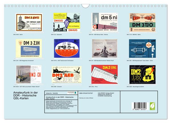 Produktbild: Amateurfunk in der DDR - Historische QSL-Karten (Wandkalender 2026 DIN A3 quer), CALVENDO Monatskalender
