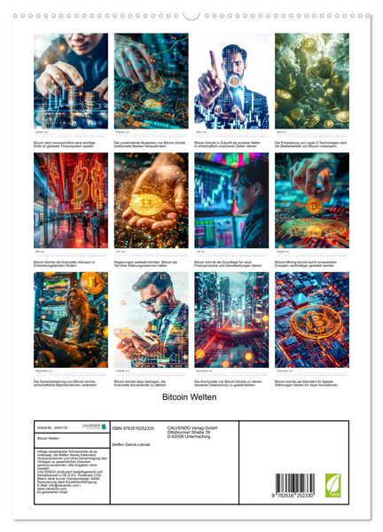 Produktbild: Bitcoin Welten (hochwertiger Premium Wandkalender 2026 DIN A2 hoch), Kunstdruck in Hochglanz