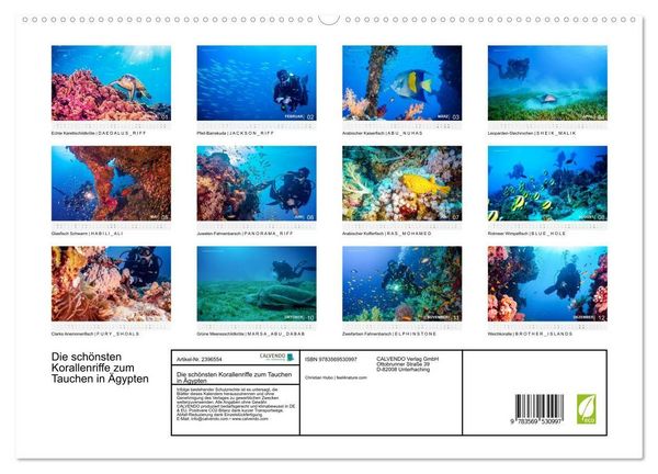 Produktbild: Die sch&ouml;nsten Korallenriffe zum Tauchen in &Auml;gypten (Wandkalender 2027 DIN A2 quer), CALVENDO Monatskalender